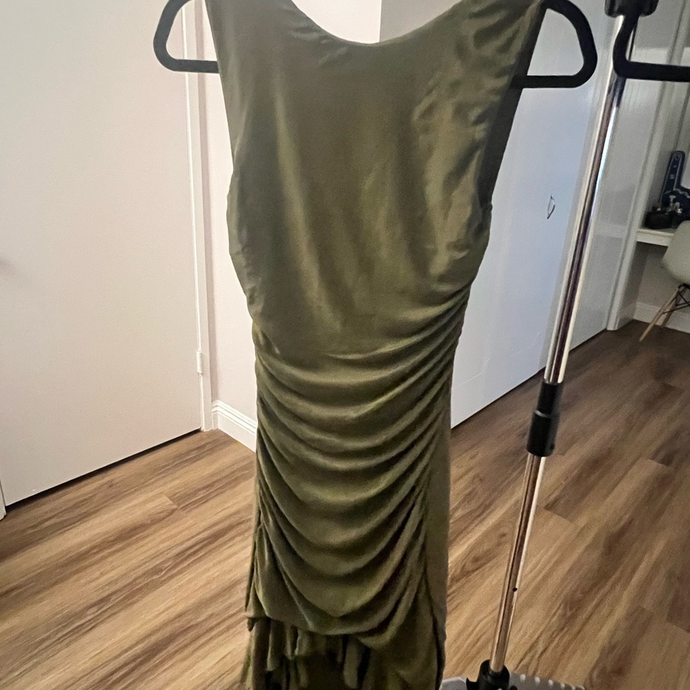 SHEIN Olive Backless Ruched Dress